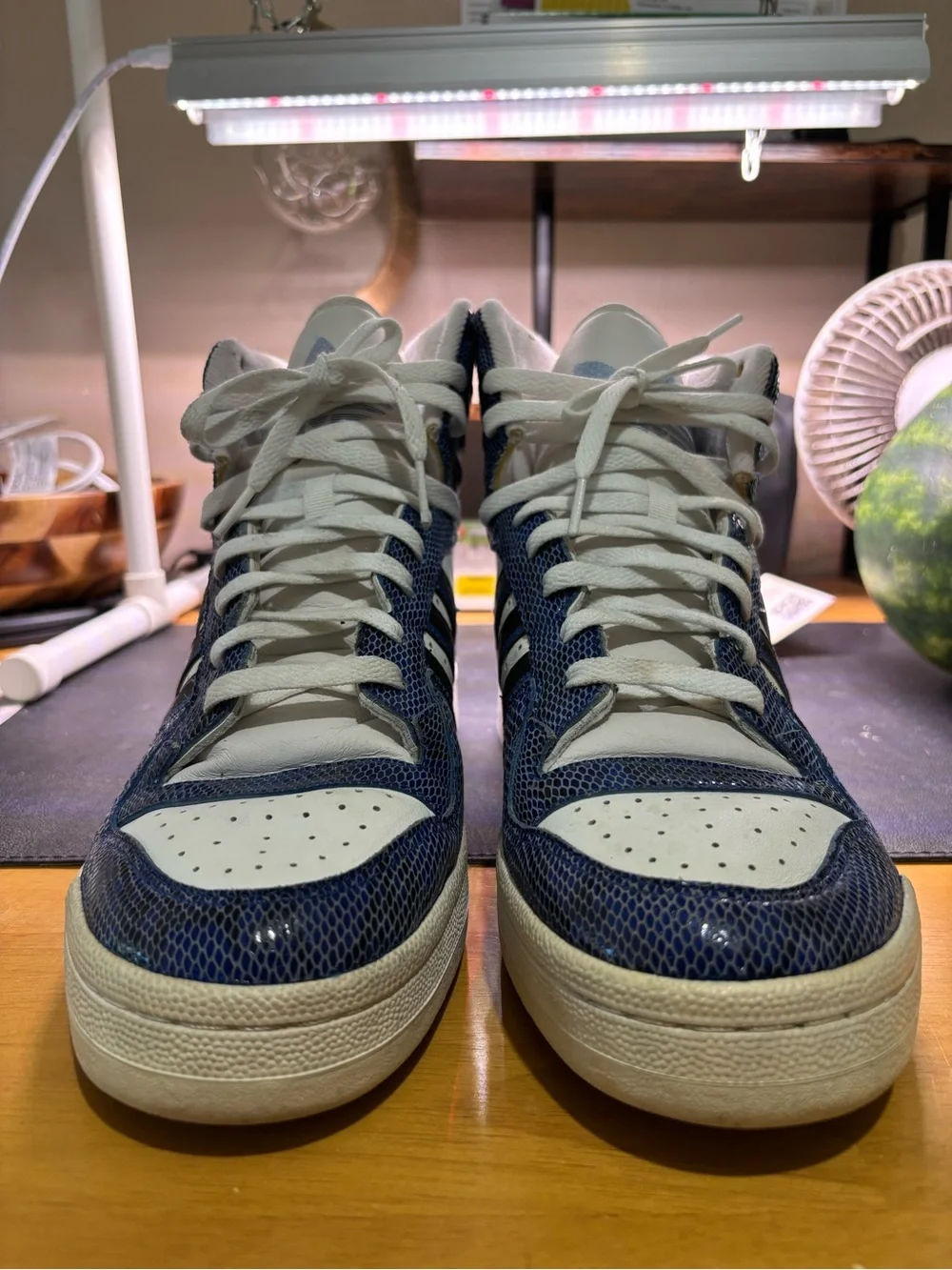 ADIDAS RUN-DMC FLEETWOOD HIGH TOP SNAKESKIN LEATHER SNEAKERS MENS.